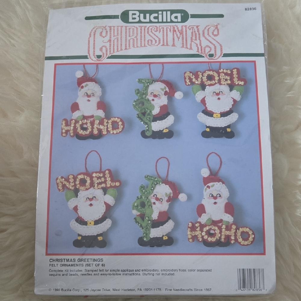Bucilla Christmas Felt Ornaments - Red, Green, White